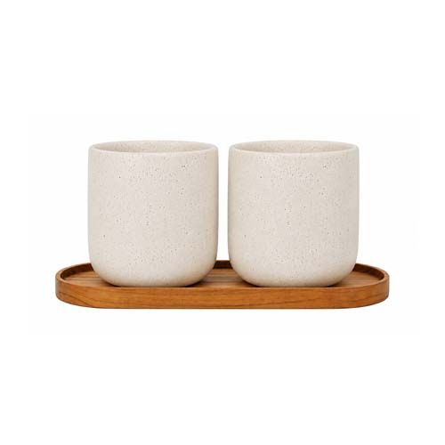 madera Juego de Originalhome compuesto por una bandeja ovalada de madera y una taza de cerámica de 150 ml